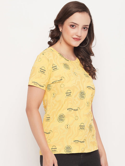 Madame Mustard Printed Regular Fit T-Shirt