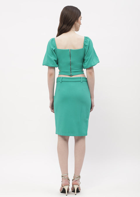 Madame Cut-Out Top With Skirt Jade Green Co-Ord Set