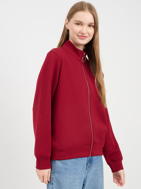 Madame Solid Maroon Sweat-Shirt