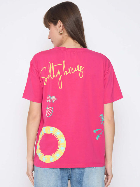 Madame Front and Back Printed Hot Pink Sinker T-shirt