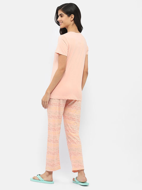 mSECRET Typography Peach Nightsuit