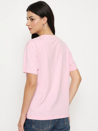 Madame Cotton Graphic Print Pink T-shirt