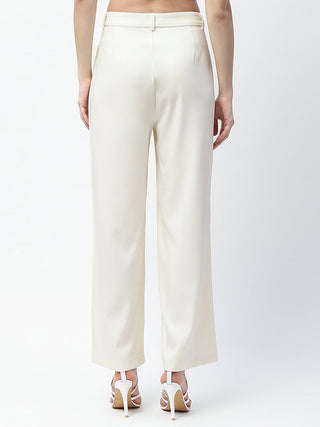 Madame Pleat Detailed Off White Gurkha Trousers