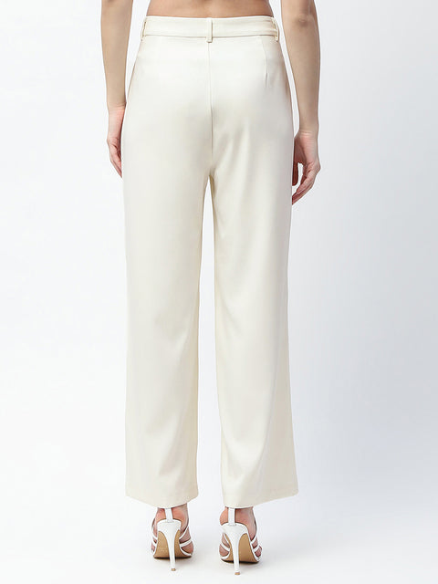 Madame Pleat Detailed Off White Gurkha Trousers