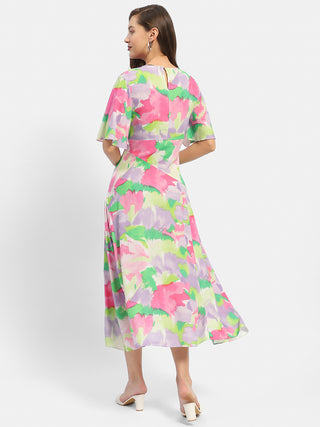 Madame Floral Print Pink Maxi Dress