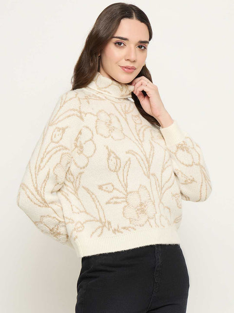 Madame Floral Print Off White Sweater