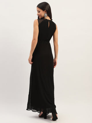 Madame Fit And Flare Black Maxi Dress