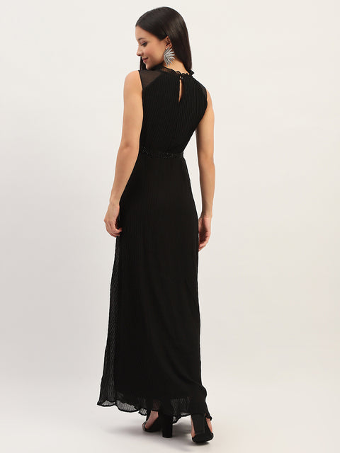 Madame Fit And Flare Black Maxi Dress