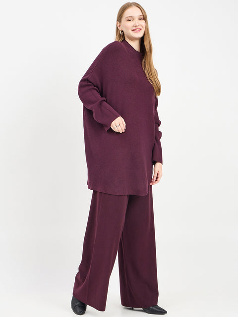 Madame Designer Purple Knit Co-ord Set