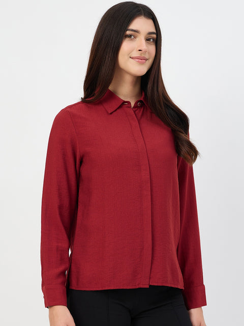 Madame Maroon Rayon-Blend Shirt