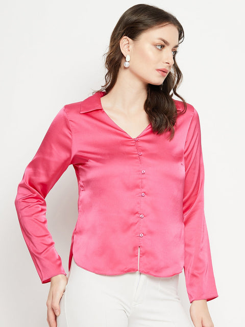 Madame Hot-Pink Satin Shirt