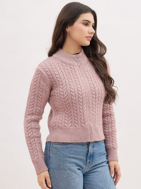 Madame Mauve Fancy Zipper Sweater