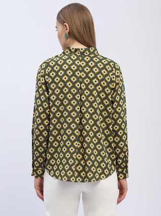 Madame Geometric Print Mustard Yellow Regular Top