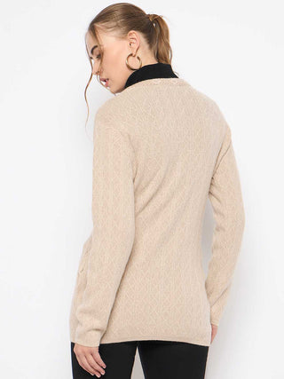 Madame Full Sleeve Button Down Beige Cardigan