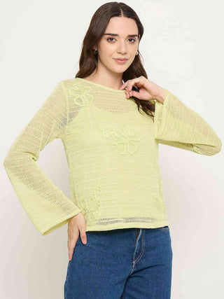 Madame Butter Yellow Lace Fabric Top