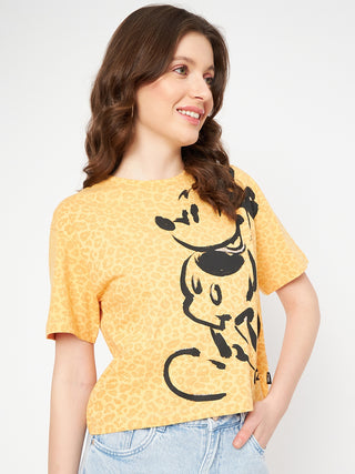 Madame Disney and Animal Printed Mustard Yellow Cotton Top