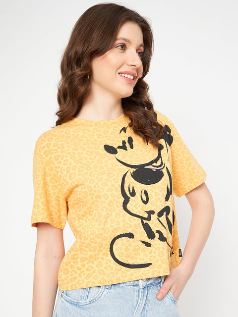 Madame Disney and Animal Printed Mustard Yellow Cotton Top