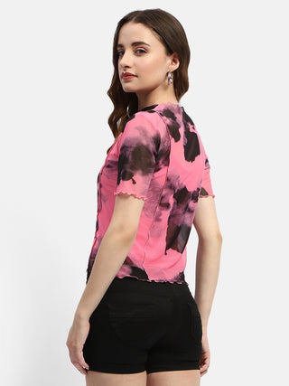 Madame Lettuce Hem Black Abstract Print T-Shirt