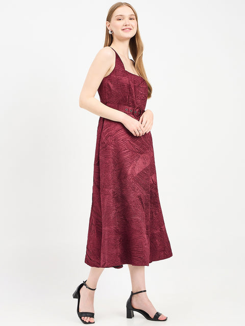 Madame Solid Maroon Dress