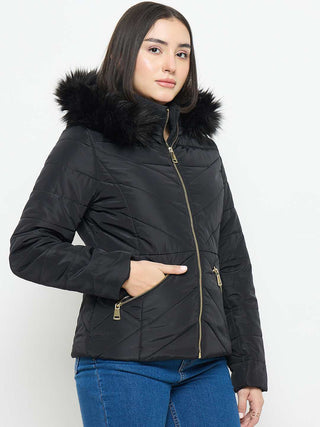 Madame Black Quilted Fur Jacket