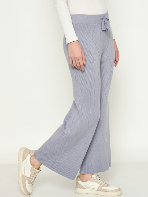 Madame Mauve Colour Straight Fit Wool Bottoms