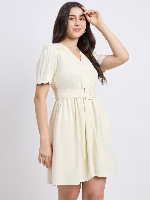 Madame Embroidered Off White Dress