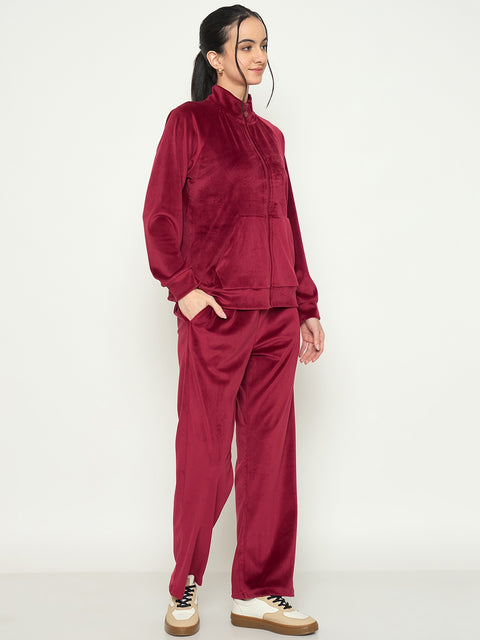 mSECRET Maroon Mock Neck Night Suit
