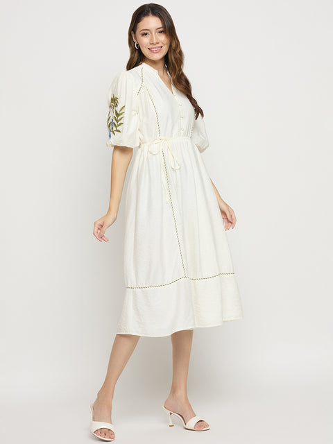 Madame Off White Viscose Blend Dress