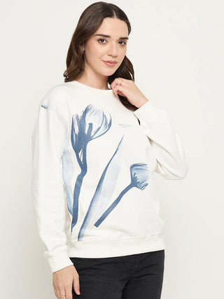 Madame Floral Print White Sweatshirt