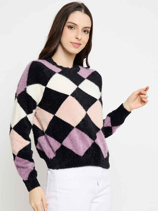 Madame Geometric Print Black Sweater