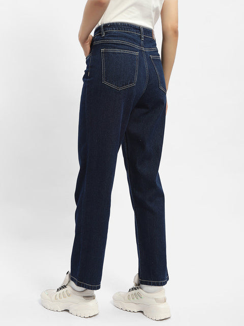 Madame Solid Blue Straight Jeans