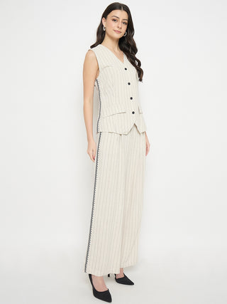 Madame Ivory Viscose Linen Blend Co-Ord Set