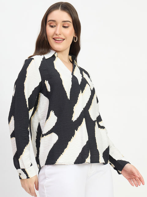Madame Floral Black Rayon Blend Shirt