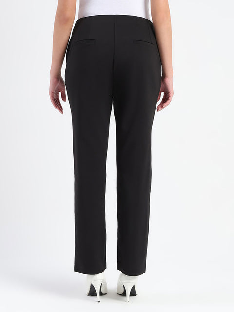 Madame Alex Front Pintuck Detailed Black Trousers