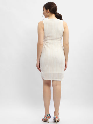 Madame Surplice Neck White Above Knee Dress