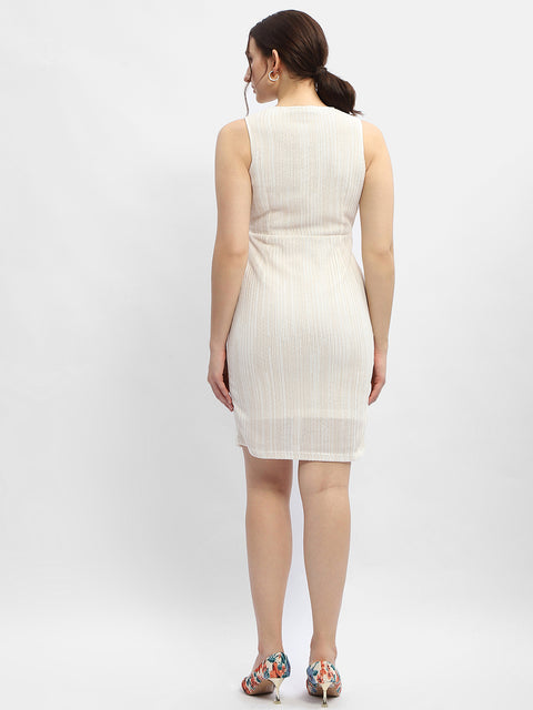 Madame Surplice Neck White Above Knee Dress