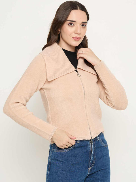 Madame Wide Collar Peach Sweater