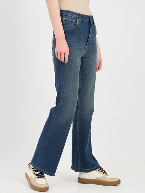 Madame Double Wash Whiskered Flared Denim Jeans