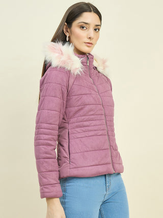 Madame Wine Red Fur Collar Jacket