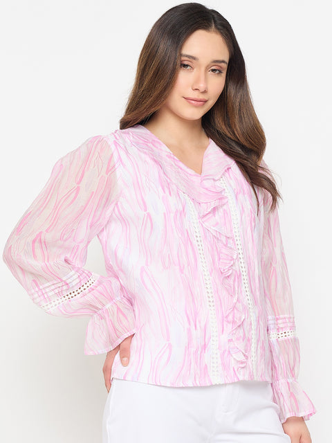 Madame Rayon Blend Pink Ruffle Top