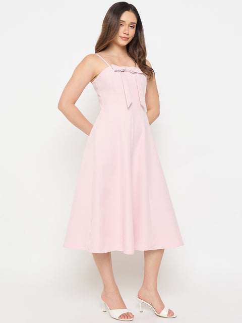 Madame Bow Accented Pink Camisole Dress