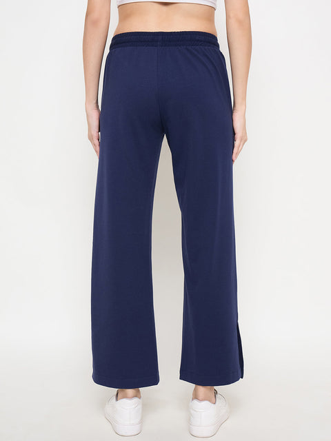 mSECRET Solid Navy Elasticated Waist Flared Loose Fit Track Bottoms