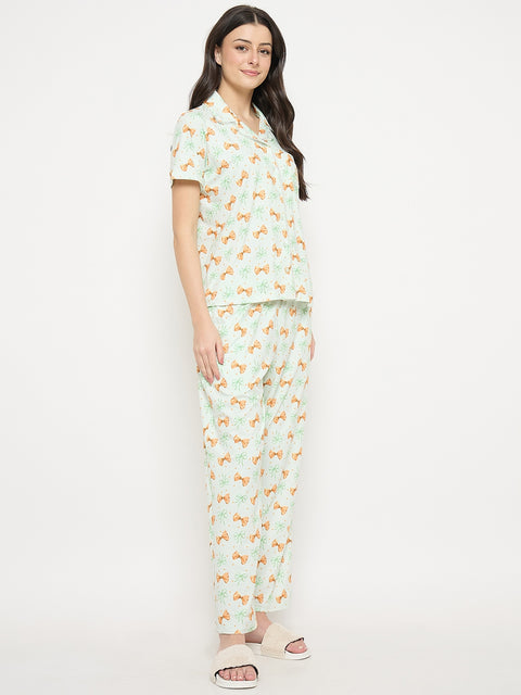 mSECRET Mint Printed Night Suit Set