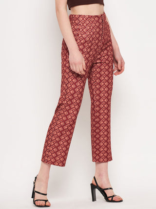 Madame Printed Rosewood Trouser