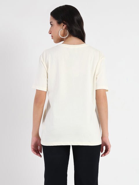 Madame Graphic Flock Print Off-White Sinker T-shirt