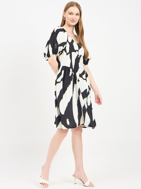 Madame Abstract Print Rayon Blend Midi Dress