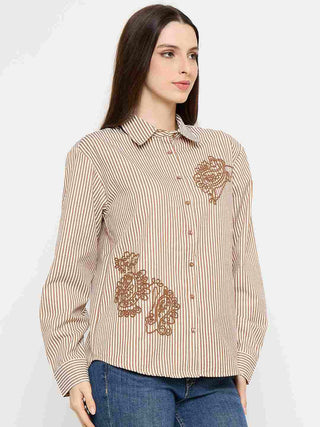 Madame Embroidered Brown Shirt