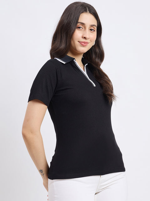 Madame Black Rayon Blend T-shirt
