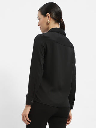 Madame Solid Black Regular Shirt