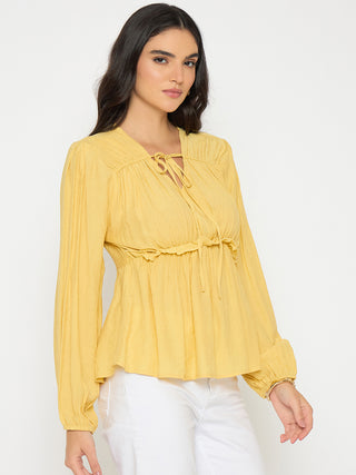 Madame Cinch Waist Yellow Peplum Top